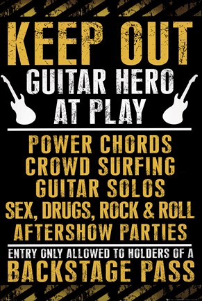 Framed Keep Out - Guitar Hero at Play Print