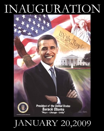 Framed Obama Inauguration: Hope, Change, Unity Print