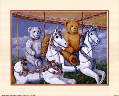 Framed Bears Riding a Carousel Print