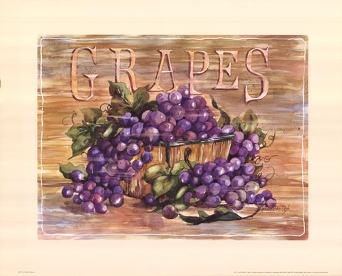 Framed Fruit Stand Grapes Print