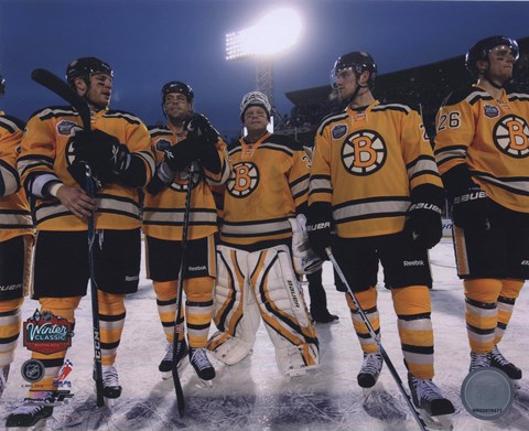 Framed Boston Bruins Post-Game Lineup 2010 NHL Winter Classic Print