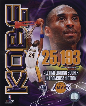Framed Kobe Bryant Los Angeles Lakers All-Time Leading Scorer Portrait Plus Print