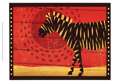 Framed Woodblock Zebra Print