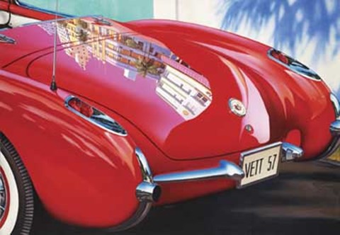 Framed 1957 Corvette Miami Beach Print