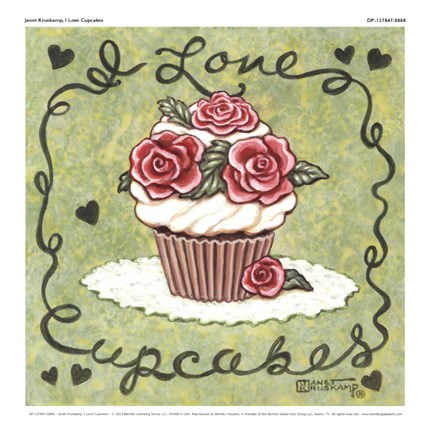 Framed I Love Cupcakes Print