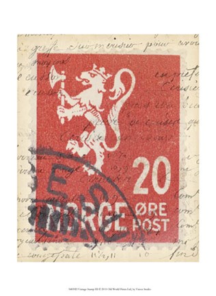 Framed Vintage Stamp III Print