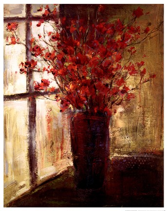 Framed Vase of Red Flowers Print