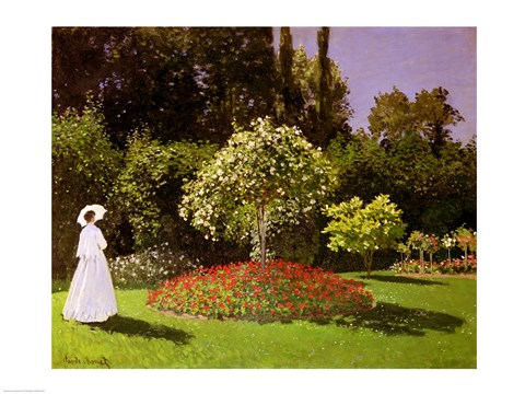 Framed Jeanne Marie Lecadre in the Garden, 1866 Print