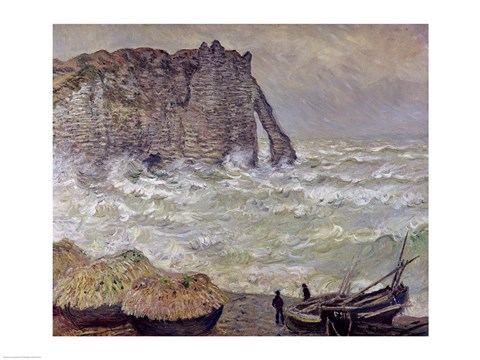 Framed Rough Sea at Etretat, 1883 Print