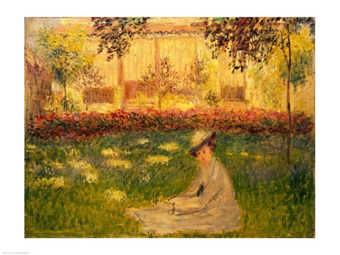 Framed Woman in a Garden, 1876 Print