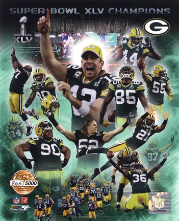 Framed Green Bay Packers Super Bowl XLV Champions PF Gold Composite Print