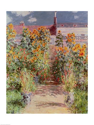 Framed Garden at Vetheuil, 1881 Print