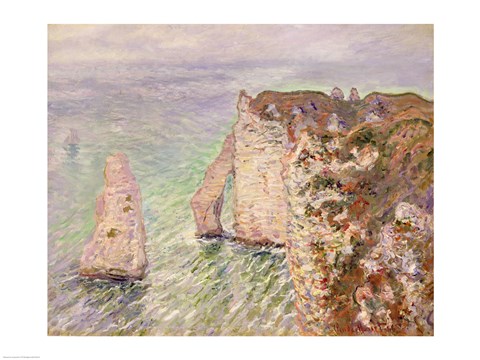 Framed L&#39;Aiguille and the Porte d&#39;Aval, Etretat, 1886 Print