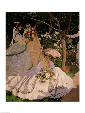 Framed Women in the Garden, detail of a Seated Woman with a Parasol, 1867 Print