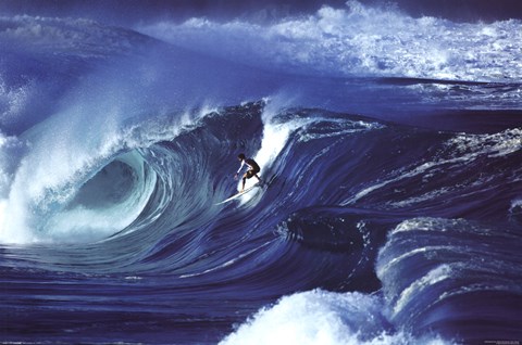Framed Big Wave Surfing - Waimea Shorebreak Print