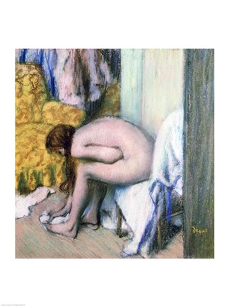 Framed After the Bath, Woman Drying her Left Foot, 1886 Print
