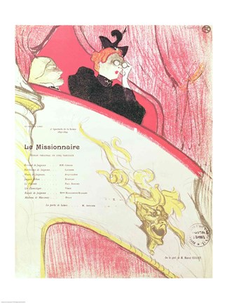 Framed Cover of a programme for &#39;Le Missionaire&#39; at the Theatre Libre Print