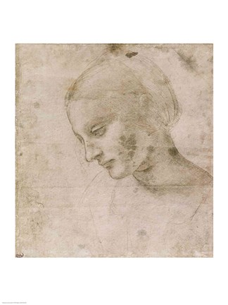 Framed Head of a Young Woman or Head of the Virgin Print