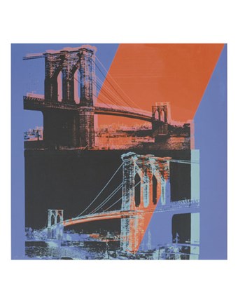 Framed Brooklyn Bridge, 1983 (pink, red, blue) Print