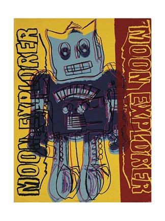 Framed Moon Explorer Robot, 1983 (blue &amp; yellow) Print