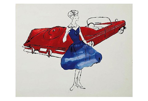 Framed Female Fashion Figure, c. 1959 Print
