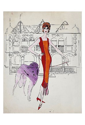 Framed Female Fashion Figure, c.1959 Print