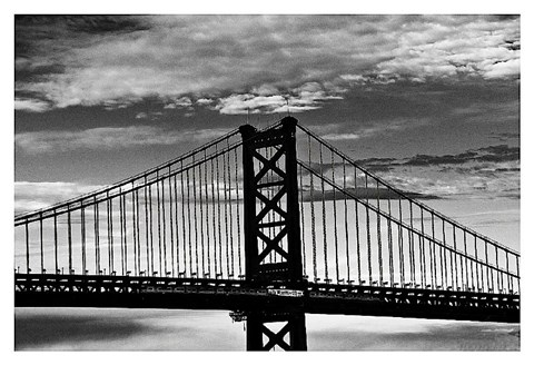 Framed Benjamin Franklin Bridge (b/w) Print