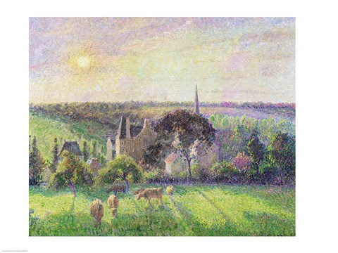 Framed Church and Farm of Eragny, 1895 Print