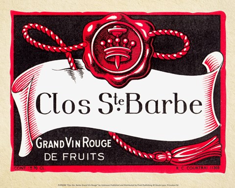 Framed Clos Ste. Barbe Grand Vin Rouge Print