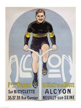 Framed Poster depicting Francois Faber on his Alcyon bicycle Print