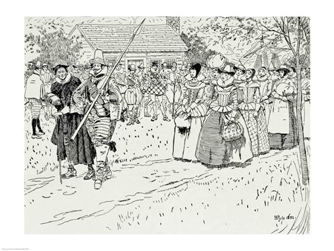 Framed Arrival of the Young Women at Jamestown Print