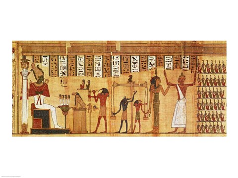 Framed Judgement of Osiris, detail from a Book of the Dead Print