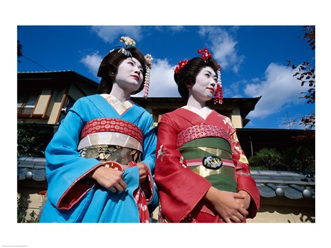 Framed Two geishas, Kyoto, Honshu, Japan Print