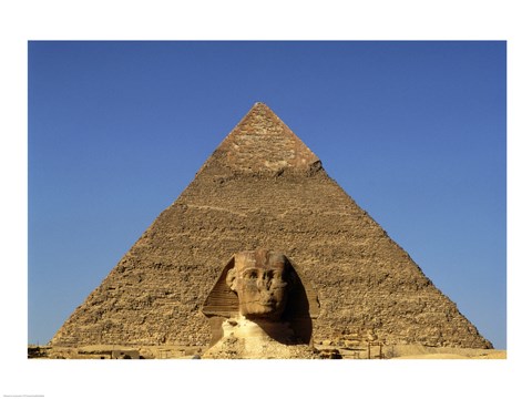 Framed Great Sphinx  Chephren Pyramid  Giza  Egypt Print