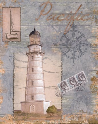Framed Seacoast Lighthouse II Print