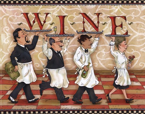 Framed Waiters Wine Print