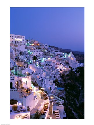 Framed Night, Santorini, Thira (Fira), Cyclades Islands, Greece Print