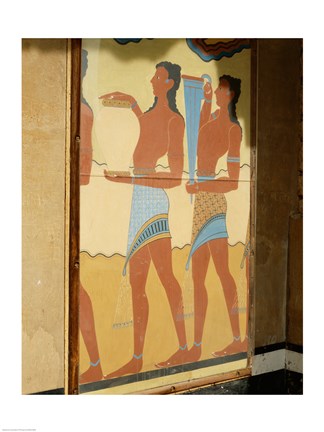 Framed Minoan Art, Procession Fresco, Palace of Knossos, Knossos, Crete, Greece Print