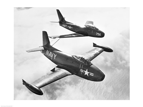 Framed High angle view of two fighter planes in flight Print