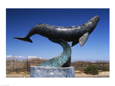 Framed Gray Whale Statue Cabrillo National Monument California USA Print