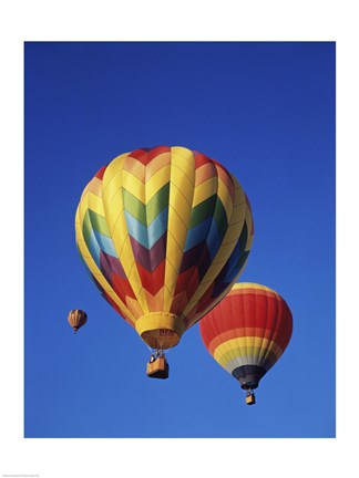 Framed Rainbow Colored Hot Air Balloons Print