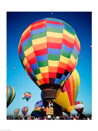 Framed Low angle Closeup Of Hot Air Balloons In The Sky, Albuquerque International Balloon Fiesta, Albuquerque, New Mexico, USA Print