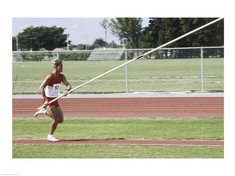 Framed Male athlete pole vaulting Print