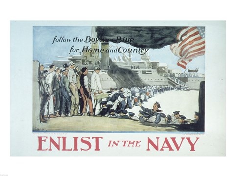 Framed Follow the Boys in Blue for Home and Country Enlist in the Navy Print