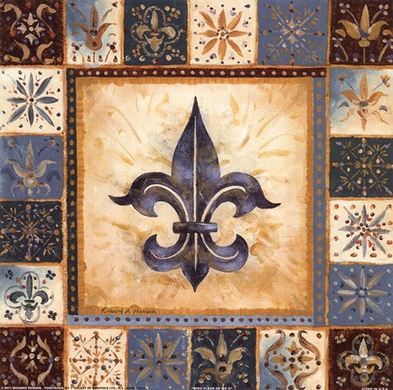 Framed Bleu Fleur De Lis II Print