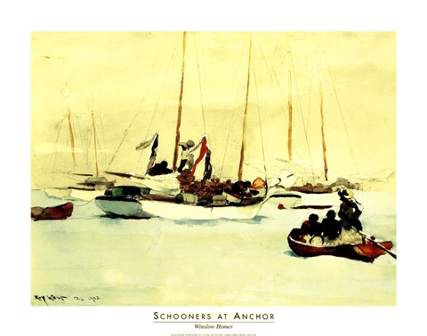 Framed Schooners at Anchor Print