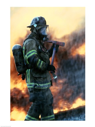 Framed Firefighter at a rescue operation Print