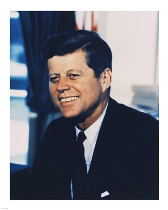 Framed John F. Kennedy, White House Color Photo Portrait Print