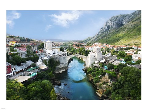 Framed Mostar Old Town Panorama 2007 Print