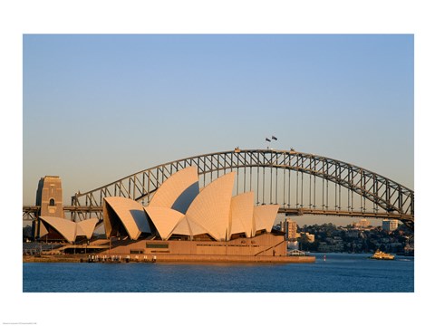 Framed Sydney Opera House in front of the Sydney Harbor Bridge, Sydney, Australia Print